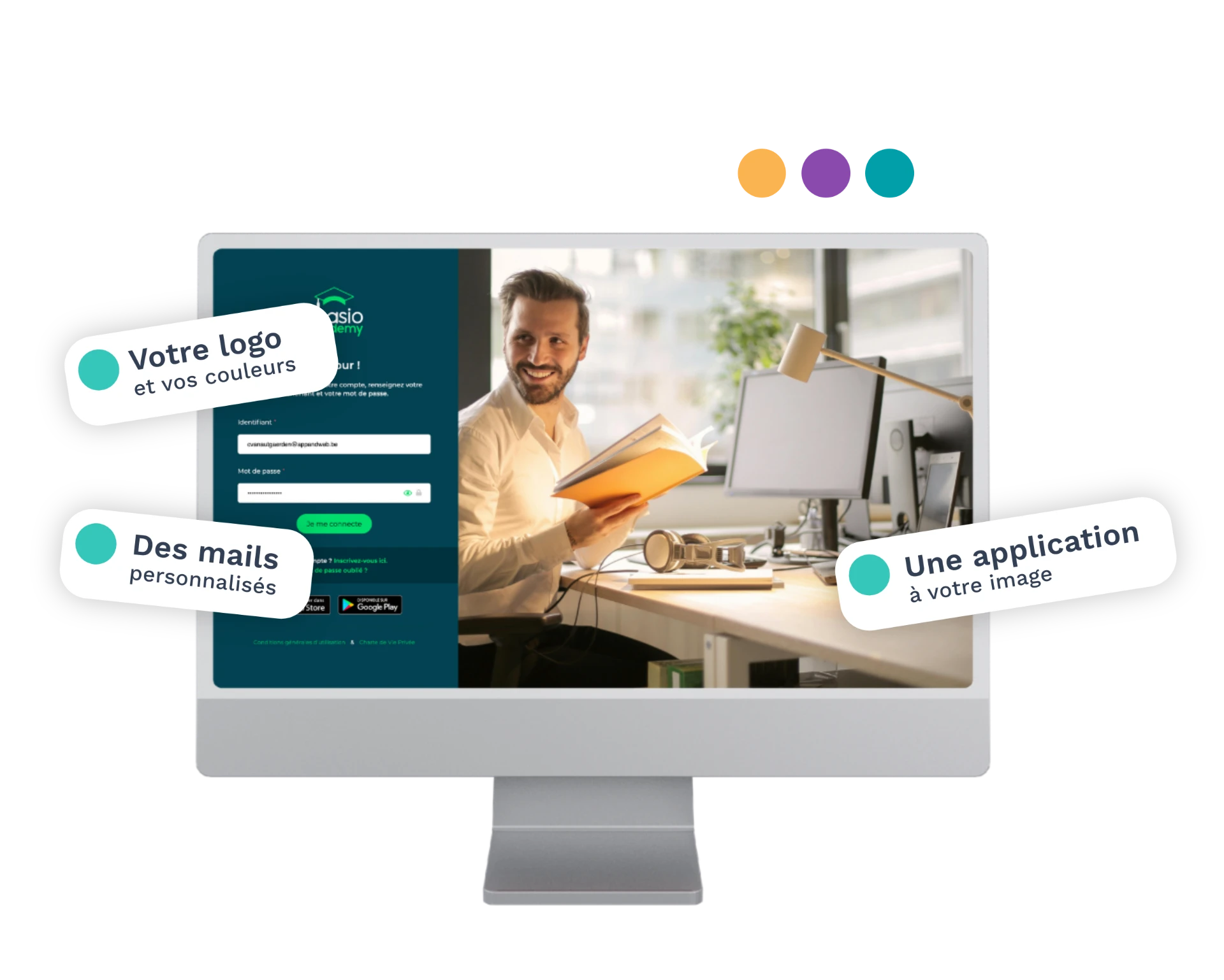 Plateforme Teasio personnalisée à votre image avec votre logo, vos couleurs et vos emails