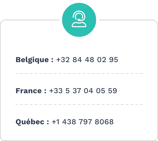 Coordonnées téléphoniques de Teasio : Belgique, France et Québec