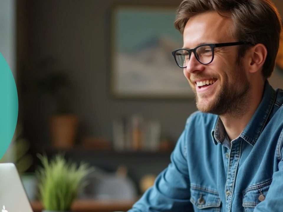 Homme heureux d'accompagner sur la plateforme Teasio